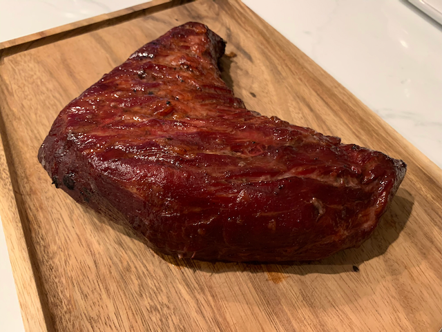 tri-tip on a cutting board